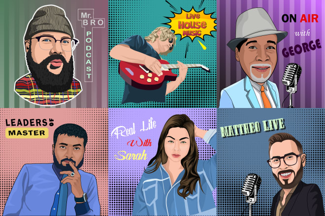 I will draw a portrait based podcast cover art