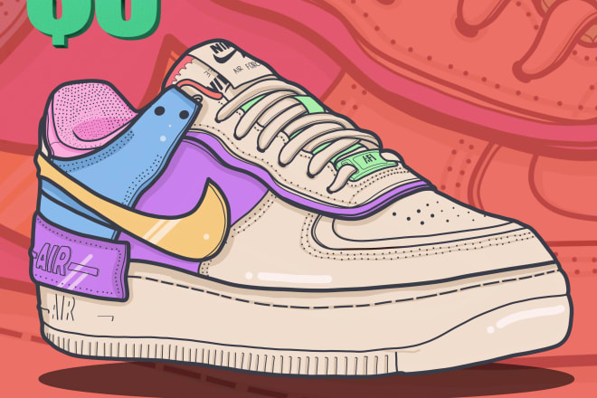 I will draw an amazing vector illustration of your sneakers