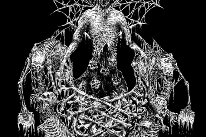 I will draw black ink album dark art illustration