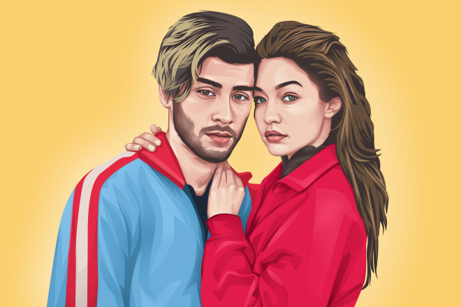 I will draw couple portrait illustration from a photo