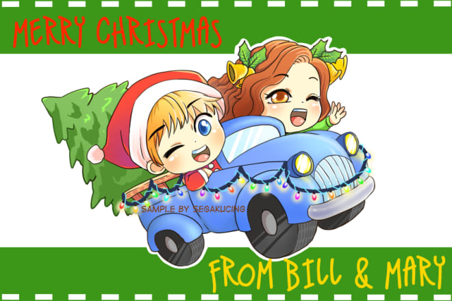 I will draw cute holiday illustration of christmas valentine halloween etc