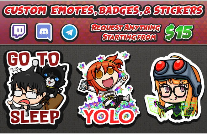 I will draw funny custom twitch emotes, badges, chat stickers
