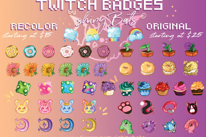 I will draw you 4 custom twitch badges for your affiliated channel
