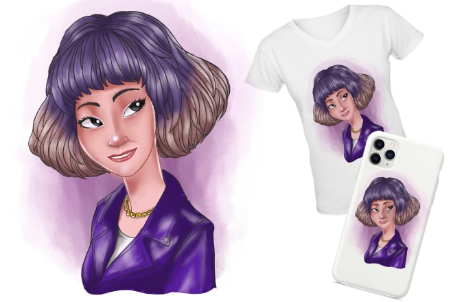 I will draw you cartoon caricature character in my disney style