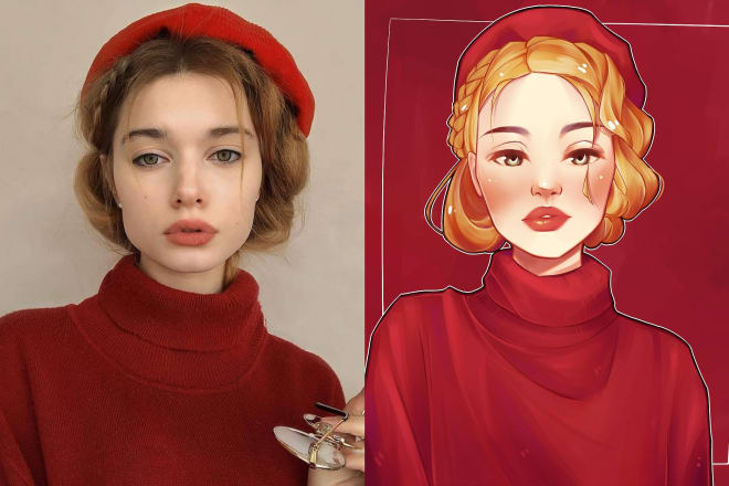 I will draw your portrait in a semi realistic cute cartoon style