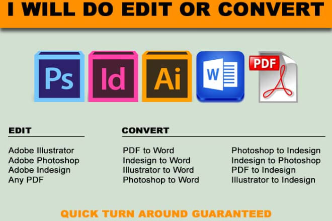 I will edit, convert any adobe file