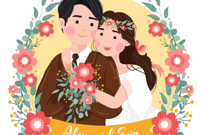 I will illustrate cute portrait, couple or family cartoon portrait