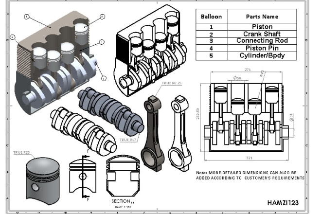 I will make 2d technical drawings and 3d cad models