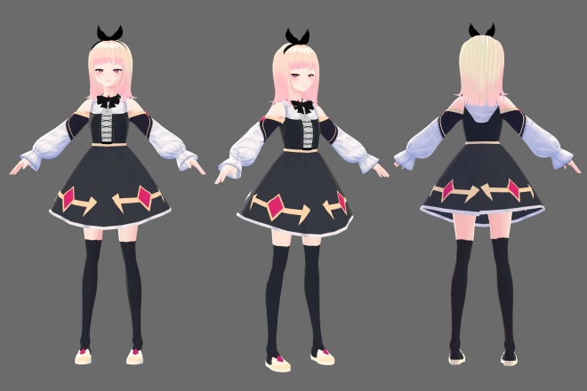 I will make a 3d model of your character for vrchat or vtubing
