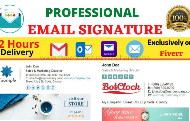 I will make a modern clickable HTML email signature for outlook, gmail etc in 2 hours