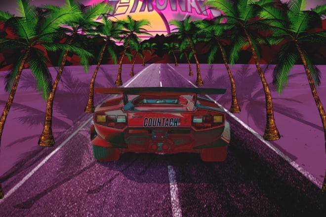 I will make a retrowave poster design