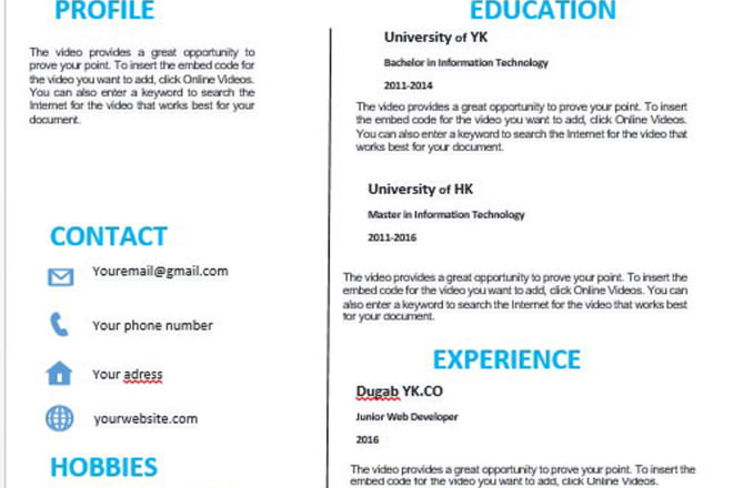 I will make professional cv for you