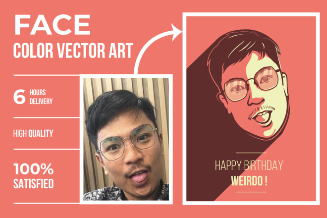 I will make the best face color vector art portrait