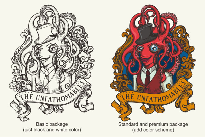 I will make vintage design logo with handdrawn illustration