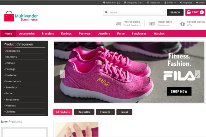 I will multi vendor ecommerce marketplace website,online store website builder