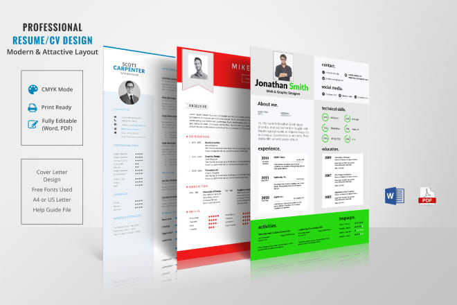 I will perform professional resume design and CV design