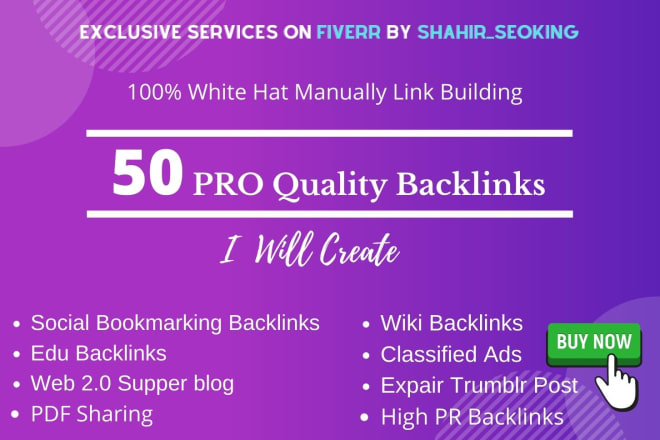 I will provide 50 pro SEO backlink services white hat,edu link building service