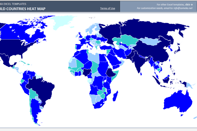 I will send you world heat map generator for excel