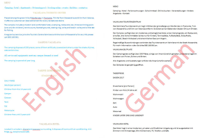 I will translate english to german language