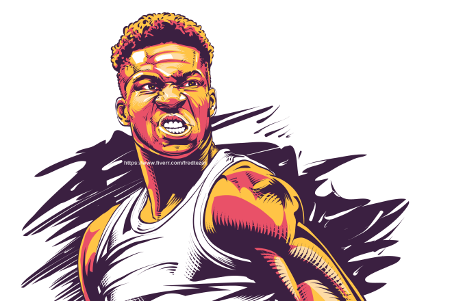 I will unique color vector sports player portrait illustration