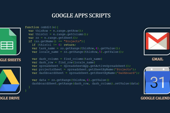 I will write script and macro for google sheet and apps