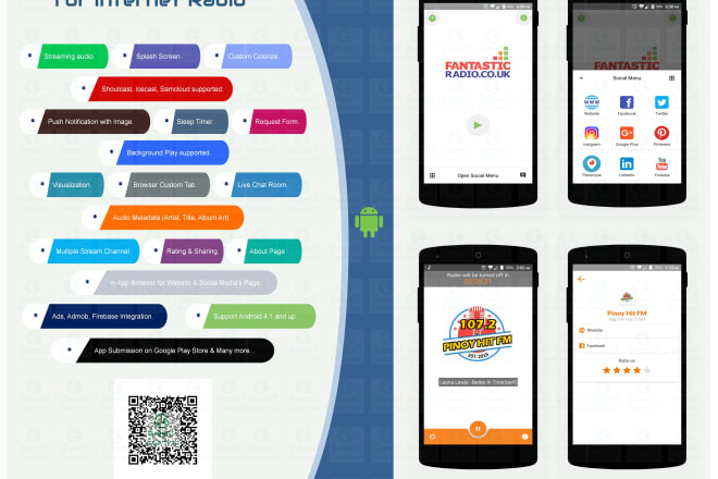 I will build universal android app for internet radio