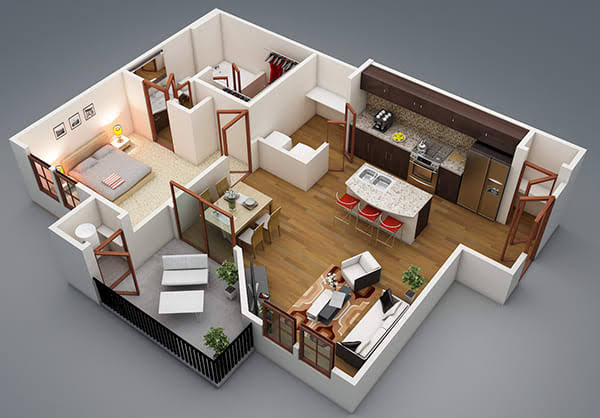 I will create 3d floor plan fast and render the best interior view