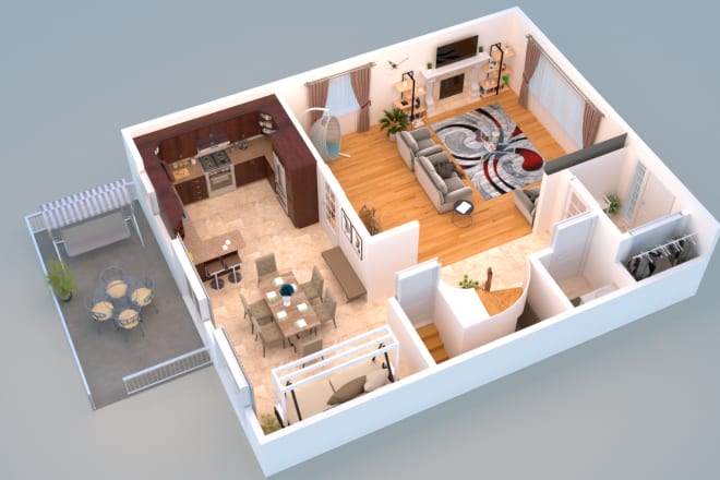 I will create 3d floor plans and interior,exterior designs with realistic 3d rendering