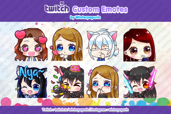 I will create chibi twitch emotes and sub badges