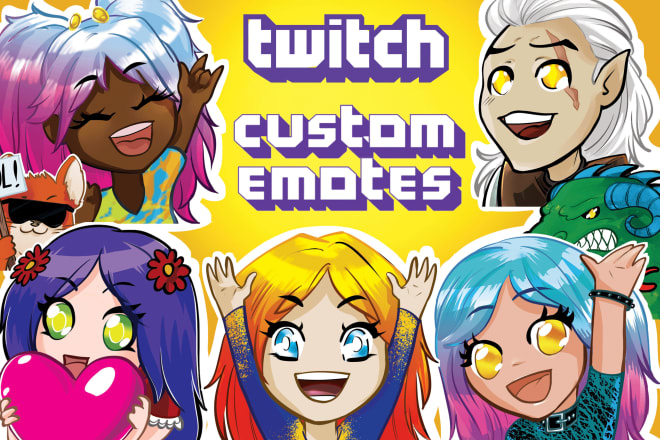 I will create custom twitch emotes, discord emotes, cartoon emotes