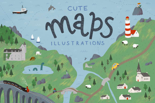 I will create cute detailed 2d map illustration for you