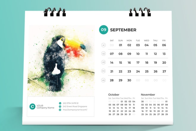 I will create desk or wall or online calendar design