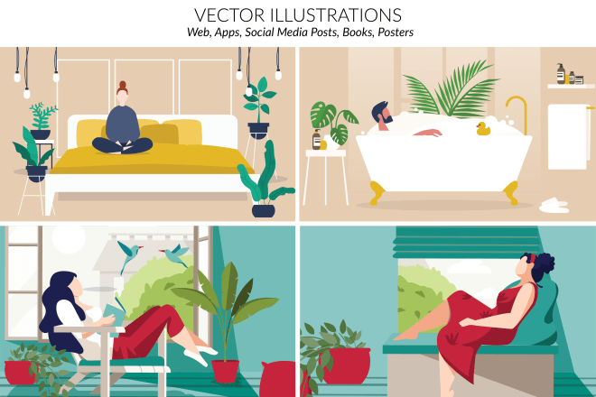 I will create flat vector illustration for web and apps