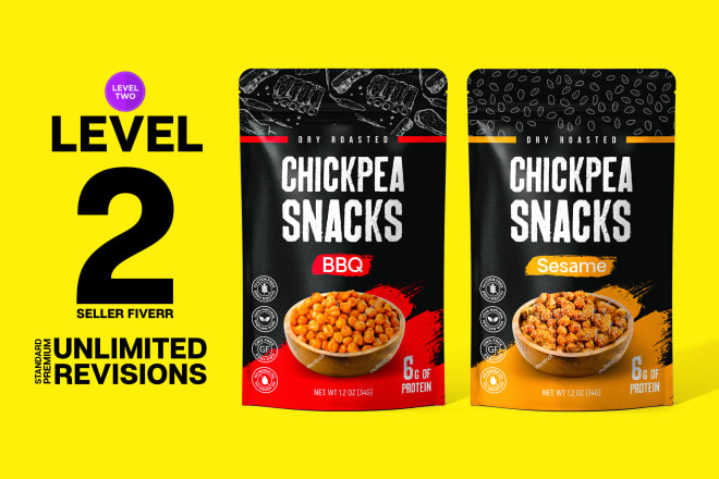 I will create food pouch label and pouch bag packaging design