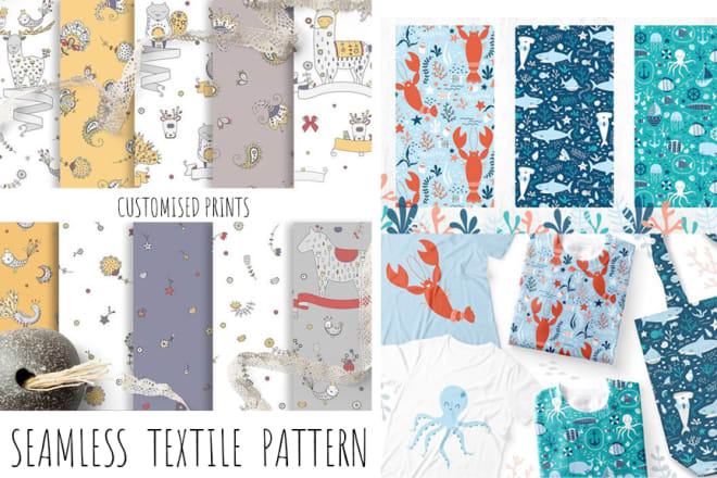 I will create kidswear menswear fashion seamless patterns