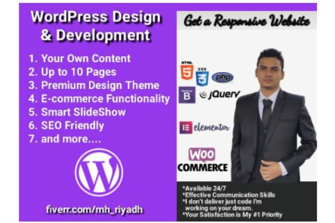 I will create responsive SEO and mobile friendly wordpress website