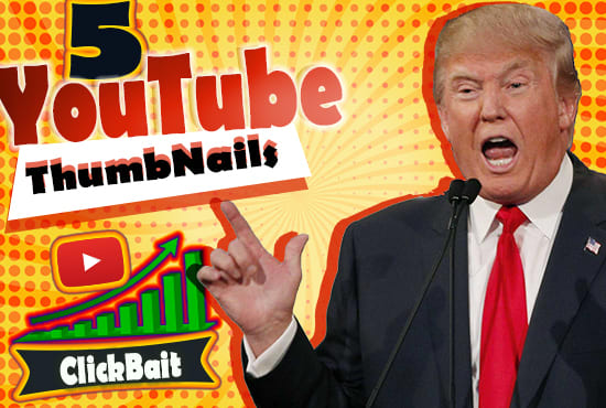 I will design 5 catchy youtube thumbnail