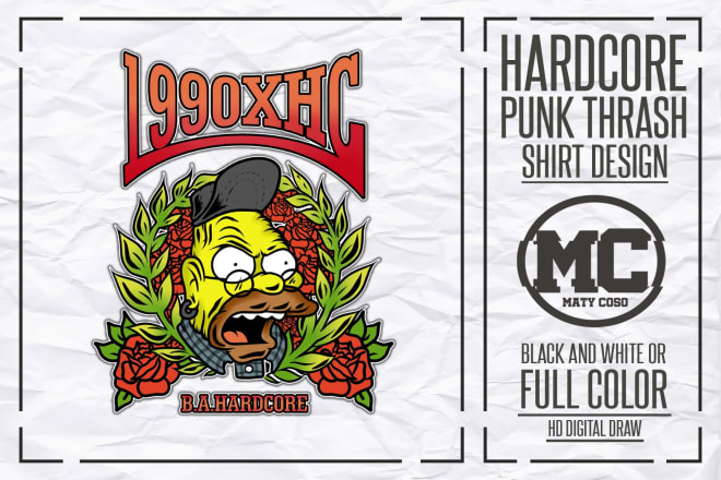 I will design a hardcore punk thrash shirt design