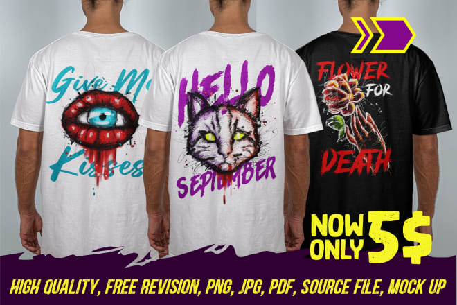 I will design aesthetic t shirt with dark or horror cartoon style for edgy streetwear