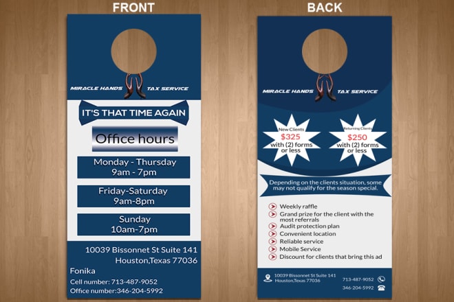 I will design appealing door hanger