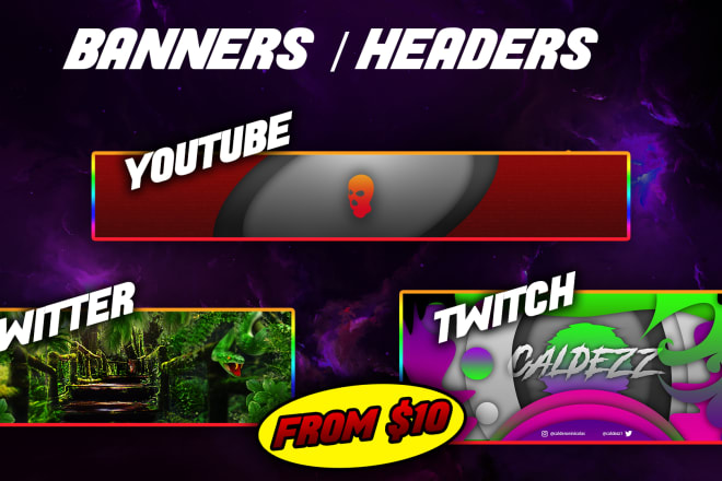 I will design banner headers youtube,twitch or background twitter