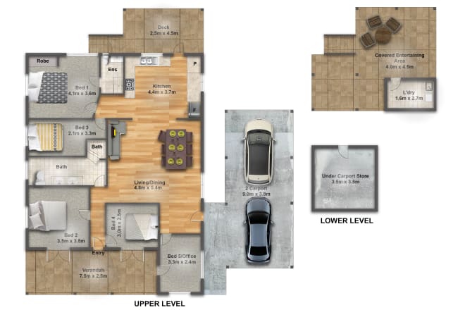 I will design color texture and black and white 2d and 3d floor plan for real estate