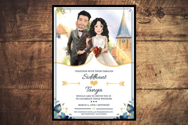 I will design creative invitation card with caricature