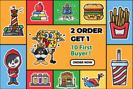 I will design cute sticker, icon, logo and illustration