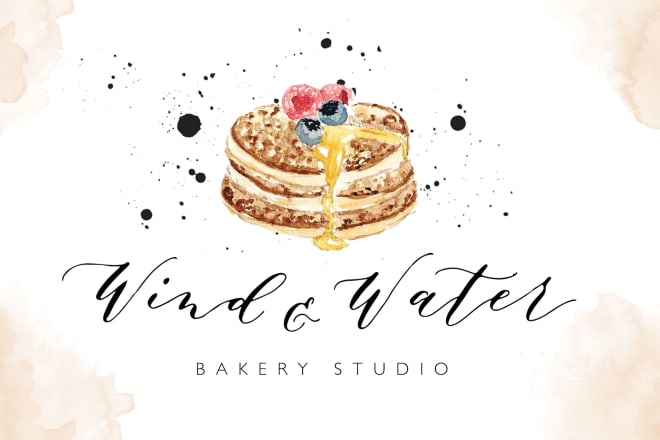 I will design feminine watercolor logo with handwritten font