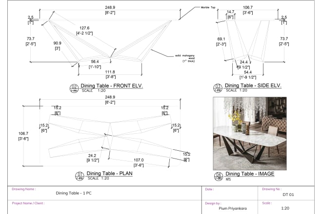 I will design hand sketched furniture design into 2d drawing model