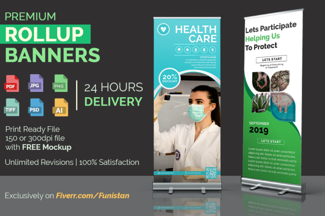 I will design premium roll up banner