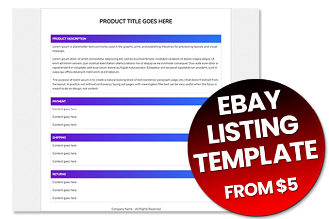 I will design responsive ebay listing template html