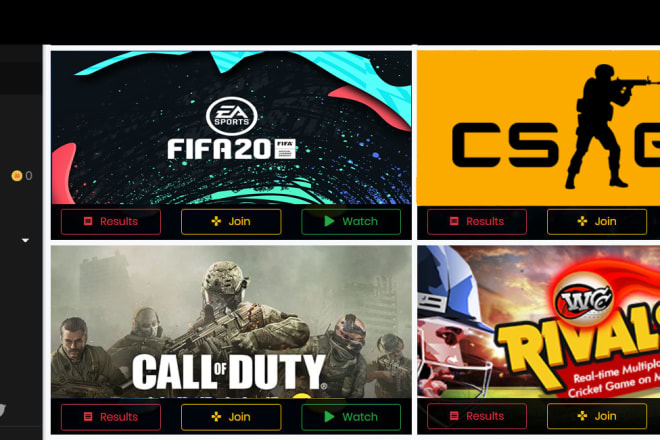 I will develop FIFA, cod or other gaming tournament website and app