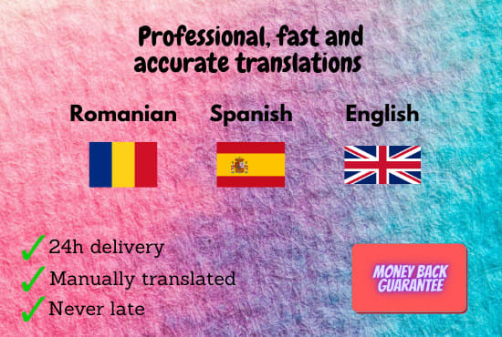 I will do a perfect spanish, romanian and english translation